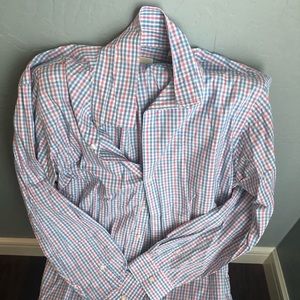 Men’s XL Michael Kors pink/blue check dress shirt